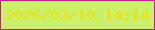 文字の大きさ：4、枠の色：d2148d、背景の色：caf16e、文字の色：ece208 無料ブログパーツのブログ時計