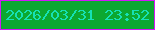 文字の大きさ：4、枠の色：d217f8、背景の色：0ca831、文字の色：16e0b5 無料ブログパーツのブログ時計