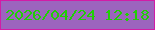 文字の大きさ：4、枠の色：d21ca6、背景の色：9c64be、文字の色：20cf06 無料ブログパーツのブログ時計