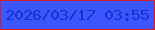 文字の大きさ：3、枠の色：d21f27、背景の色：3c56fc、文字の色：1333cc 無料ブログパーツのブログ時計