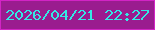 文字の大きさ：5、枠の色：d224c5、背景の色：9a1c8f、文字の色：34e9e4 無料ブログパーツのブログ時計
