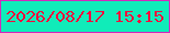 文字の大きさ：5、枠の色：d22abc、背景の色：10ecb9、文字の色：fb033e 無料ブログパーツのブログ時計