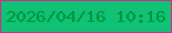 文字の大きさ：5、枠の色：d22c8b、背景の色：10c276、文字の色：019437 無料ブログパーツのブログ時計