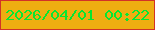 文字の大きさ：1、枠の色：d23227、背景の色：eeae11、文字の色：07e632 無料ブログパーツのブログ時計