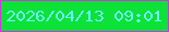 文字の大きさ：3、枠の色：d235df、背景の色：0ce237、文字の色：6ff3fa 無料ブログパーツのブログ時計