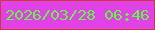 文字の大きさ：3、枠の色：d2373b、背景の色：e142e5、文字の色：64f644 無料ブログパーツのブログ時計