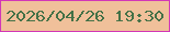 文字の大きさ：4、枠の色：d237b7、背景の色：f0c09a、文字の色：447147 無料ブログパーツのブログ時計
