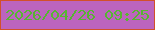 文字の大きさ：1、枠の色：d2502a、背景の色：bc64be、文字の色：57b532 無料ブログパーツのブログ時計