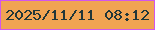 文字の大きさ：1、枠の色：d256ec、背景の色：f1a453、文字の色：213739 無料ブログパーツのブログ時計