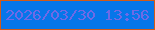 文字の大きさ：1、枠の色：d25a18、背景の色：0676e9、文字の色：6e6ae6 無料ブログパーツのブログ時計