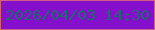 文字の大きさ：5、枠の色：d25f82、背景の色：840fcd、文字の色：1a6a69 無料ブログパーツのブログ時計