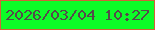 文字の大きさ：3、枠の色：d26138、背景の色：0dfc27、文字の色：554a4a 無料ブログパーツのブログ時計