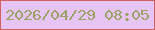 文字の大きさ：2、枠の色：d2615e、背景の色：e6c4f4、文字の色：9aa365 無料ブログパーツのブログ時計