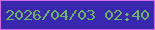 文字の大きさ：2、枠の色：d26ae3、背景の色：3a27af、文字の色：6db561 無料ブログパーツのブログ時計