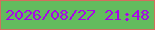 文字の大きさ：4、枠の色：d26f5e、背景の色：63bc5e、文字の色：a805e8 無料ブログパーツのブログ時計