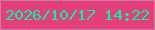 文字の大きさ：5、枠の色：d274b1、背景の色：e34079、文字の色：04f3a7 無料ブログパーツのブログ時計