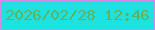 文字の大きさ：4、枠の色：d28ce8、背景の色：1ee2e0、文字の色：5cb363 無料ブログパーツのブログ時計