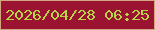 文字の大きさ：3、枠の色：d2a67f、背景の色：9a1432、文字の色：b9d248 無料ブログパーツのブログ時計