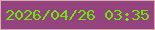 文字の大きさ：4、枠の色：d2acaf、背景の色：94437f、文字の色：6ae906 無料ブログパーツのブログ時計