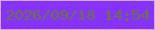 文字の大きさ：1、枠の色：d2ace8、背景の色：8632fb、文字の色：667936 無料ブログパーツのブログ時計