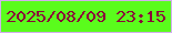 文字の大きさ：3、枠の色：d2afed、背景の色：5afc1c、文字の色：8b0339 無料ブログパーツのブログ時計
