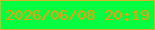 文字の大きさ：4、枠の色：d2b22f、背景の色：03ff3f、文字の色：fe950a 無料ブログパーツのブログ時計