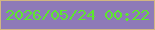 文字の大きさ：5、枠の色：d2b682、背景の色：8e7ab8、文字の色：5de72e 無料ブログパーツのブログ時計