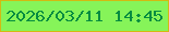 文字の大きさ：5、枠の色：d2ba12、背景の色：86f459、文字の色：058c40 無料ブログパーツのブログ時計