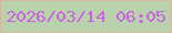 文字の大きさ：1、枠の色：d2ba9a、背景の色：b9d2ad、文字の色：cb63e1 無料ブログパーツのブログ時計