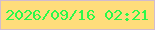 文字の大きさ：4、枠の色：d2bbce、背景の色：ffdd7b、文字の色：2bf94a 無料ブログパーツのブログ時計