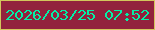 文字の大きさ：4、枠の色：d2c65c、背景の色：92223d、文字の色：01f2a7 無料ブログパーツのブログ時計