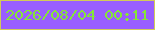 文字の大きさ：3、枠の色：d2cb58、背景の色：995eff、文字の色：85e636 無料ブログパーツのブログ時計
