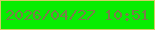 文字の大きさ：1、枠の色：d2ce65、背景の色：08ed01、文字の色：7a7c4a 無料ブログパーツのブログ時計