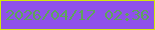 文字の大きさ：4、枠の色：d2e909、背景の色：8f51e9、文字の色：5ea45c 無料ブログパーツのブログ時計