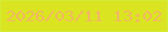文字の大きさ：1、枠の色：d2ec35、背景の色：dbe421、文字の色：f2b862 無料ブログパーツのブログ時計