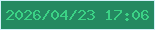 文字の大きさ：1、枠の色：d2f0f9、背景の色：248961、文字の色：3bd285 無料ブログパーツのブログ時計