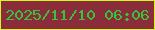 文字の大きさ：5、枠の色：d2f723、背景の色：8b2c3a、文字の色：36c43b 無料ブログパーツのブログ時計
