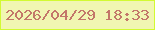 文字の大きさ：5、枠の色：d2fa32、背景の色：f1f6b2、文字の色：c3776a 無料ブログパーツのブログ時計