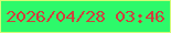 文字の大きさ：1、枠の色：d2fb78、背景の色：2df96a、文字の色：cf403d 無料ブログパーツのブログ時計