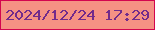 文字の大きさ：3、枠の色：d3054f、背景の色：f59184、文字の色：722b8b 無料ブログパーツのブログ時計