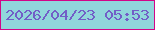 文字の大きさ：1、枠の色：d30588、背景の色：91d6db、文字の色：725ec7 無料ブログパーツのブログ時計