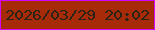 文字の大きさ：2、枠の色：d305ff、背景の色：a72b08、文字の色：292416 無料ブログパーツのブログ時計