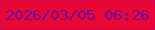 文字の大きさ：4、枠の色：d30656、背景の色：e80833、文字の色：6a02a0 無料ブログパーツのブログ時計