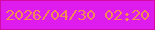 文字の大きさ：5、枠の色：d30aa3、背景の色：de1cee、文字の色：f38a55 無料ブログパーツのブログ時計