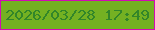 文字の大きさ：4、枠の色：d30bb4、背景の色：74b122、文字の色：328629 無料ブログパーツのブログ時計