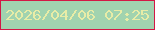 文字の大きさ：5、枠の色：d31845、背景の色：a1d3af、文字の色：e8eca7 無料ブログパーツのブログ時計