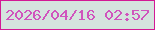 文字の大きさ：5、枠の色：d31a95、背景の色：d5e4de、文字の色：d054bd 無料ブログパーツのブログ時計