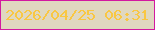文字の大きさ：5、枠の色：d31aa0、背景の色：e0d8c0、文字の色：f9c743 無料ブログパーツのブログ時計