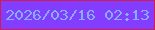 文字の大きさ：5、枠の色：d31c4c、背景の色：833dff、文字の色：86aeff 無料ブログパーツのブログ時計