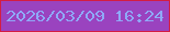 文字の大きさ：1、枠の色：d31d43、背景の色：9a43bf、文字の色：8fa9f7 無料ブログパーツのブログ時計